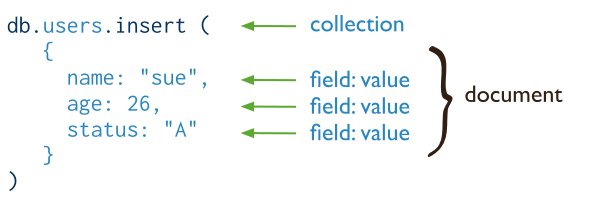 The components of a MongoDB insert operations.